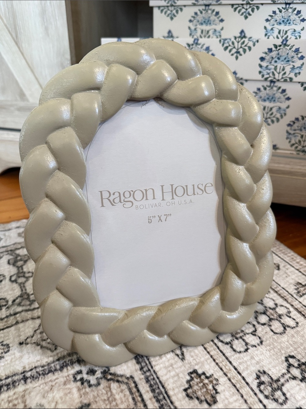 NWT Ragon House Taupe Cream Braided Photo Frame - 5”x7”